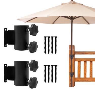 Imagem de Suporte de guarda-chuva de pátio com 2 peças - suporte de grampo externo para trilhos, cercas, docas, varanda e pátios
