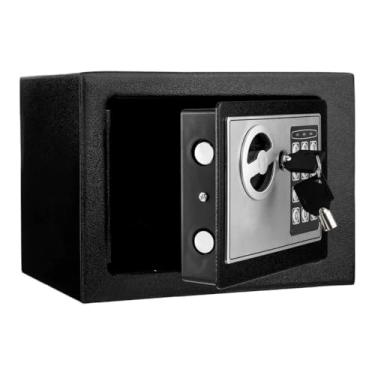 Imagem de Cofre Digital Eletrônico, Preto, Aço, com Teclado Numérico, Senha e 2 Chaves, para Documentos, Joias, Cartões, Armas e Objetos de Valor, Uso Residencial e Comercial