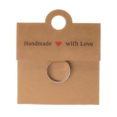 Imagem de ALLWSLucky 100 peças de cartões de exibição de joias, cartões de exibição de anel feitos à mão com cartão de exibição de joias de amor para pequenas empresas de laços de cabelo, pulseira, anel