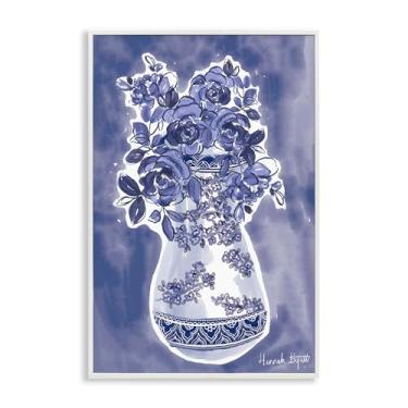 Imagem de Stupell Industries Vaso Chinoiserie em azul e branco emoldurado por Hannah Byatt, 61 x 40 cm