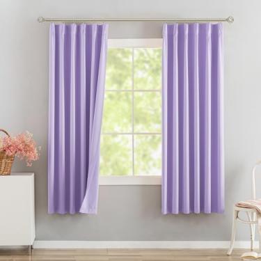Imagem de DONREN Cortinas blackout plissadas roxas claras com aba traseira 101,6 cm L x 183 cm C