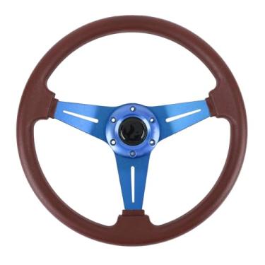 Imagem de Luocute Rodo de Corrida de 14 Polegadas, Volante de Direção Esportivo de 350 Mm Com Botão de Direção Universal Com Botão de Buzina para Qualquer Adaptador de Cubo de 6 Orifícios Padrão (BLUE)