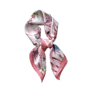 Imagem de Lenço Quadrado Feminino De Cetim Macio 70x70cm, Imitação De Seda, Moda