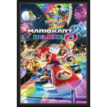 Imagem de BUY ART FOR LESS Pôster de arte emoldurado oficialmente licenciado por Mario Kart 8 - Deluxe - 61 x 91 cm - Moldura de madeira projetada resistente com vidro plexi - Pronto para pendurar