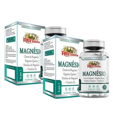 Imagem de Kit 2 Magnésio Bisglicinato + Cloreto + Dimagnésio Malato + Colecalciferol – 30 cápsulas 750mg