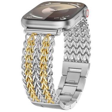 Imagem de Pulseira de relógio Minyee Stainless Steel Metal Gold Chain 41-49mm