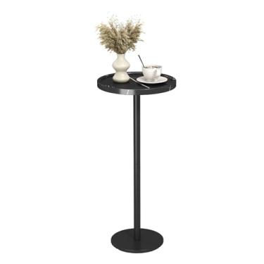 Imagem de KJGKK Mesa de bebida, 28 cm de diâmetro, mesa lateral com pedestal pequeno, mesa de coquetel redonda, mesa de canto circular com base de metal, para espaços pequenos, sala de estar, quarto, mármore