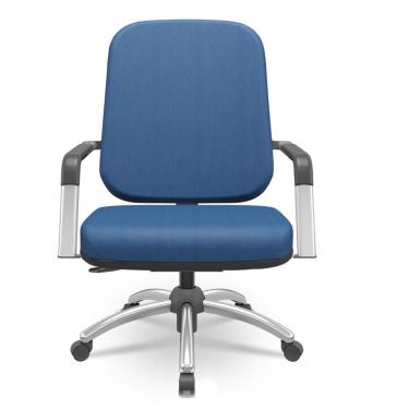 Imagem de Cadeira De Escritório Giratória Com Braço Cromada Magno P03 Crepe Azul - Lyam Decor