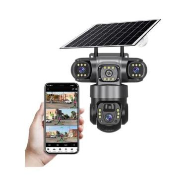 Imagem de Câmera Externa 6K 12MP Movida a Energia Solar 4G Com Lente Tripla, Tel