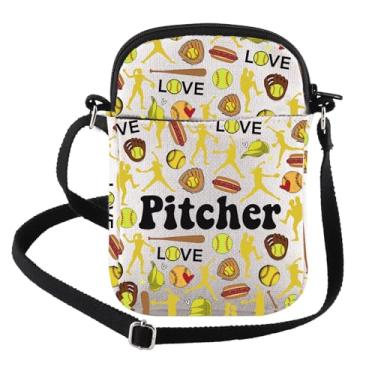 Imagem de FEELMEM Bolsa tiracolo de softball, bolsa tiracolo para jogadores de softball, presente de dia de jogo, esporte, amante, Bege, Tendência