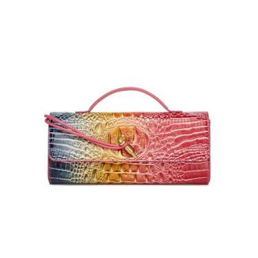 Imagem de Makcr Joacbv Bolsa feminina de couro feminina com estampa de crocodilo, bolsa de ombro de grande capacidade, Mj-j631-3-rosa colorida + azul, 1