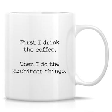 Imagem de Retreez Caneca engraçada para arquiteto – xícara de café de cerâmica de 325 ml – Presente hilário para arquitetos, designers, desenhistas – aniversário, formatura, escritório, presente de