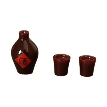 Imagem de Conjunto Miniatura Retrô De Jarra E Copo De Vinho Chinês Para Decoraçã