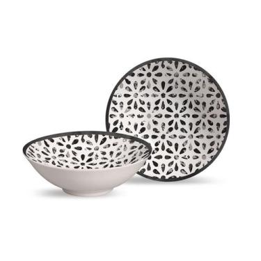 Imagem de Conjunto 6 bowls decorados Acetinados 300ml Etnica - Alleanza Cerâmica