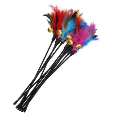 Imagem de Conjunto De Varinha Interativa Para Gato Com Plumas Coloridas E Sino, 
