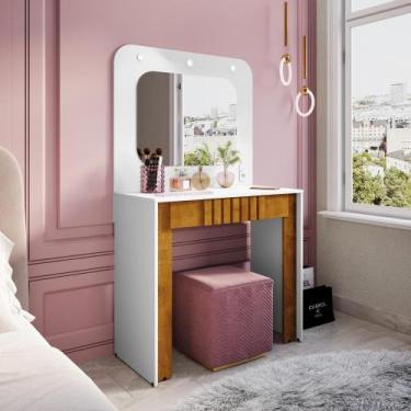 Imagem de Penteadeira Camarim Rouge com Espelho e LED Gaveta Maquiagem - BECHARA