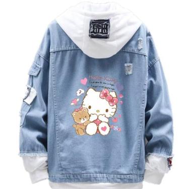 Imagem de Jaqueta jeans estilo casual Hello Kitty Ice Cream Pattern - WANGTING