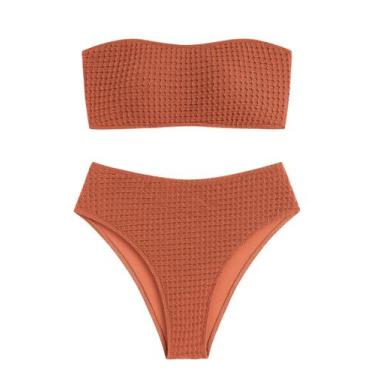 Imagem de Biquíni ZAFUL feminino texturizado sem alças, cor sólida