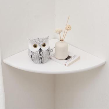 Imagem de Prateleira de canto Conamily branca em madeira maciça de carvalho 35cm