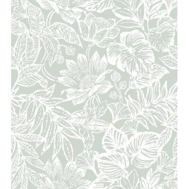 Imagem de Papel de parede CiciWind Verde e Branco Floral 17,3x1000cm