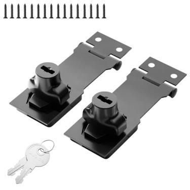 Imagem de GEMASP Trava de portão de trava de ferrolho de 7,6 cm com a mesma chave, design de botão giratório, travas de segurança para armários, armários e portas pequenas (pacote com 2, preto)