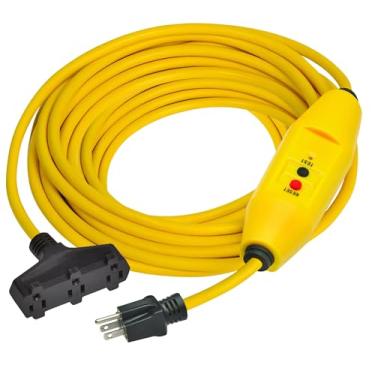 Imagem de Electriduct Cabo de extensão de energia GFCI 3 saídas UL externo à prova d'água 15 amp. 12 calibres adaptador GFI de reposição automática - cabo de 15 m