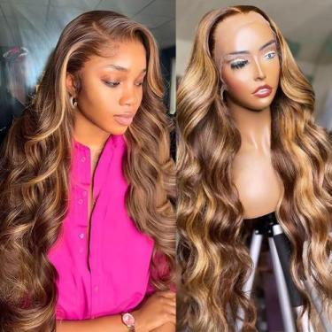 Imagem de Perucas frontais de renda Yamikk Ombre 4/27 Highlight Body Wave 60cm