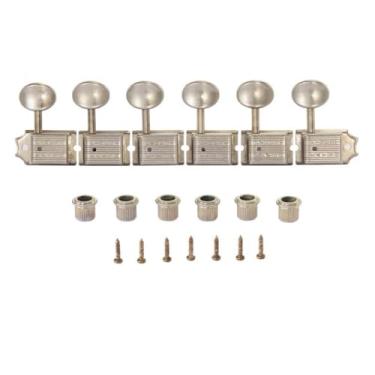 Imagem de KAISH Afinadores Pure Vintage Tuning Machines, cavilhas, teclas de afinação de guitarra com haste dividida para Strat/Tele/Jaguar, puxador oval de metal destro/níquel relíquia