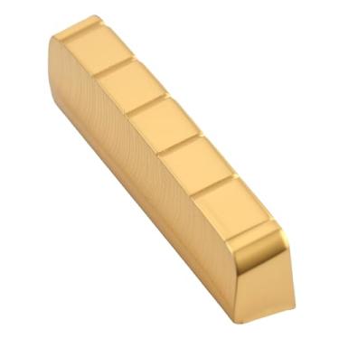 Imagem de DIAO79NI 1 peça de porca de guitarra de latão de 6 cordas pré-ranhurada 43 mm x 6 mm x 7,5-8 mm compatível com peças de substituição Les Paul LP SG estilo guitarra elétrica ou guitarra acústica ouro