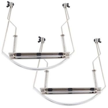 Imagem de Geesatis Suporte de pescoço de gaita de 10 furos, suporte ajustável de metal, suporte de gaita profissional, prata, 2 peças