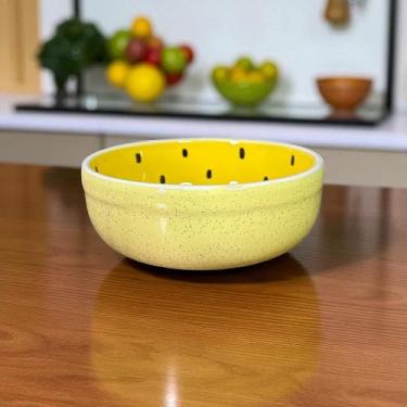 Imagem de Tigela Bowl de Maracujá 700ml Para Casa Cozinha Cerâmica Decorado Presente