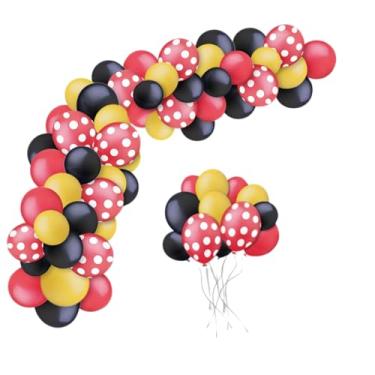 Imagem de Kit de Balões Bexigas Mesversário Mouse Vermelho e Preto Decoração De Aniversário para Festa Arco de Balões Bolas Balão Bexiga Arco Orgânico - Fácil de Montar