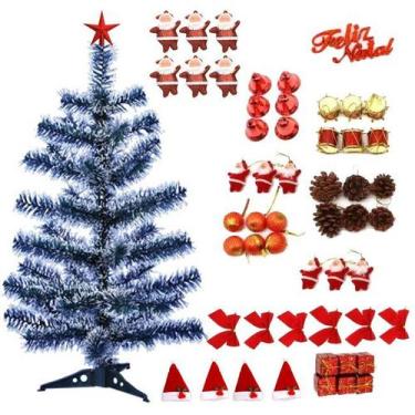 Imagem de Kit Árvore De Natal Nevada 60cm 50 Galhos 54 Itens Enfeites Decoração 