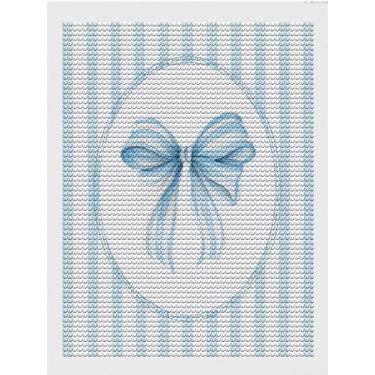 Imagem de Kit de arte de desenho de diamante estético de fita azul para adultos DIY pintura de arte de diamante broca completa arte de pedra redonda para artesanato decoração de parede 30 x 40 cm