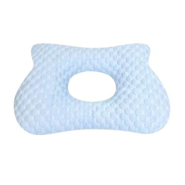 Imagem de Ｂｅｓｇａ Almofada para piercing de orelha portátil sem pressão capa removível respirável com furo almofada de orelha com furo para relaxar, Azul 34cmx24cmx6cm