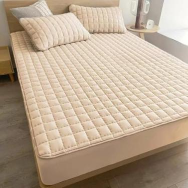 Imagem de Capa Protetora ImpermeáVel Para ColchãO Casal/Queen/King - 100% à Prova D'áGua - Anti-áCaros E HipoalergêNica - Com EláStico Em Toda Volta(PALHA,Solteiro King (Solteirão))
