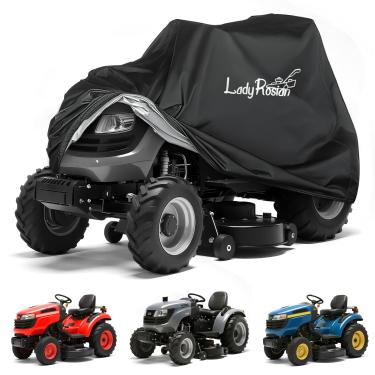 Imagem de Capa para cortador de grama LadyRosian, resistente ao ar livre, Oxford 600D, impermeável, proteção contra todos os climas, capa para trator de gramado, serve em decks de até 137 cm