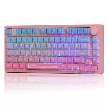 Imagem de Teclado Mecânico Premium Adamantiun Akira Rgb Rosa Abnt2 Dynamic Spectrum Pbt 75% Switch Racoon Hotswa