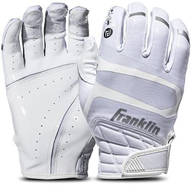 Imagem de Franklin Sports Luvas receptoras de futebol premium Hi-Tack - brancas - juvenil grande