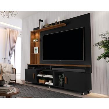 Imagem de Painel para TV 65 Polegadas Home Ocean, Preto e Canela, 186,5x180x46 cm, Suporta até 35 kg