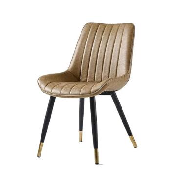 Imagem de Cadeira de jantar contemporânea de couro PU com pernas de metal - várias cores disponíveis (pés de ouro cáqui)