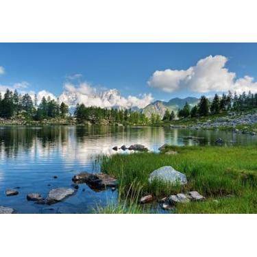 Imagem de Quadro Decorativo com Estampa Arpy Lake Aosta Valley 30 x 30 Papel 2 unidades