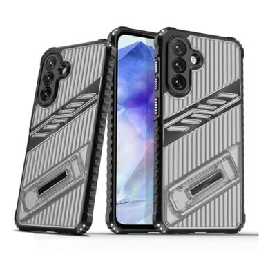 Imagem de SORAKA Capa para Samsung Galaxy A55 5G com suporte de policarbonato rígido transparente e flexível antiderrapante texturizado TPU camada dupla à prova de choque