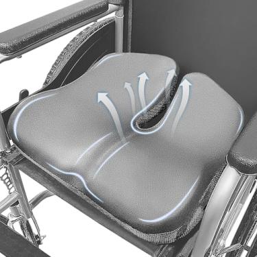 Imagem de SPRING SEAON Almofada de assento de cadeira de rodas, almofada ergonômica de espuma viscoelástica para alívio de pressão, ciática e dor no cóccix, fundo de borracha antiderrapante e removível para