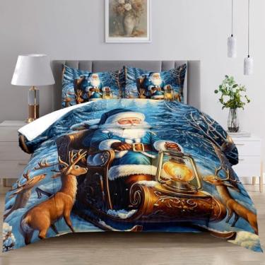 Imagem de Raphus cucullatus Jogo de cama de Natal, solteiro, edredom de Natal, decoração de Papai Noel, edredom de inverno, conjunto de edredom de Papai Noel, floco de neve, colcha de rena fofa