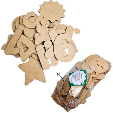 Imagem de Kit de Molde de Números, Pontuação e Formas em Madeira - Material para Artesanato ou Uso pedagógico - MDF