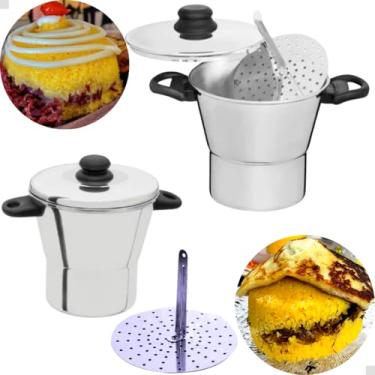 Imagem de Cuscuzeira de Alumínio Polido 16cm com Tampas e Asas Resistentes – Cozimento Uniforme, Alta Durabilidade e Segurança para Preparar Cuscuz Nordestino e Outras Receitas Rápidas no Dia a Dia das Cozinhas