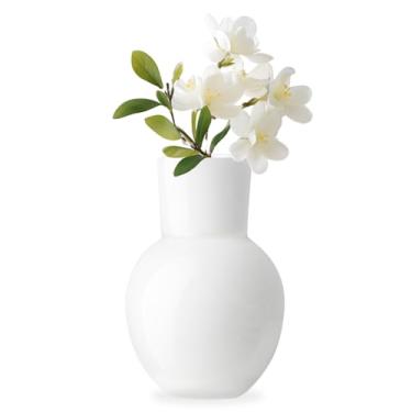 Imagem de Torre & Tagus Vaso de vidro soprado com boca de 15 cm para flores - Vaso de mesa pequeno branco opaco e pequeno detalhe branco feito à mão para decoração de casa moderna, vasos de botão neutro como
