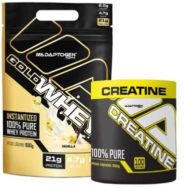 Imagem de COMBO GOLD WHEY 900g + CREATINA 300g 100% pura - ADAPTOGEN, CHOCOLATE
