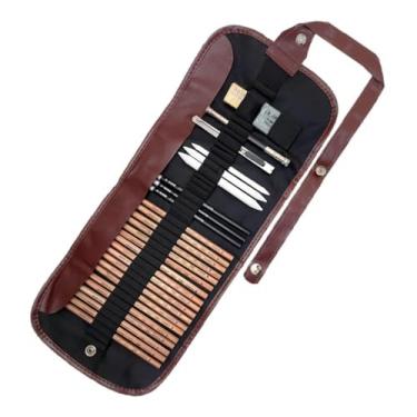 Imagem de Kit Lápis de Desenho Profissional 29 Peças com Estojo Portátil, Lápis Artísticos, Borrachas, Estilete e Acessórios para Artistas e Estudantes Linha Super Premium